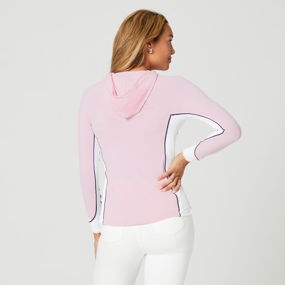 Peter Millar US Open Performance Pullover Hoodie –Pink, White & Navy –Size Large - Picture 2 of 15